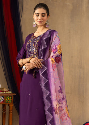 3 Pc Purple Silk Suit Set