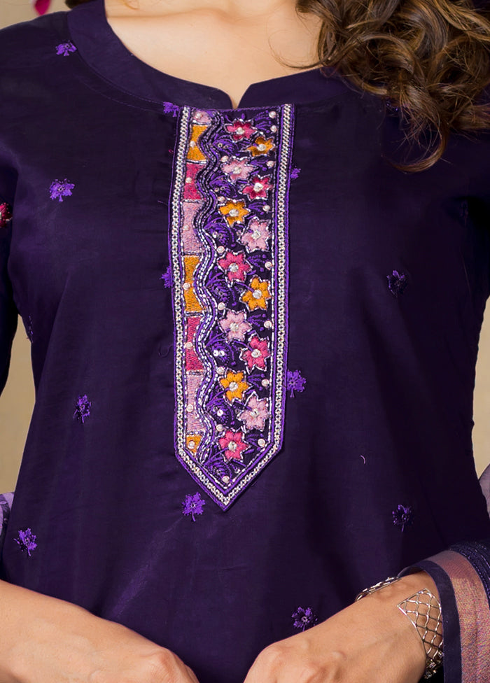 3 Pc Purple Silk Suit Set