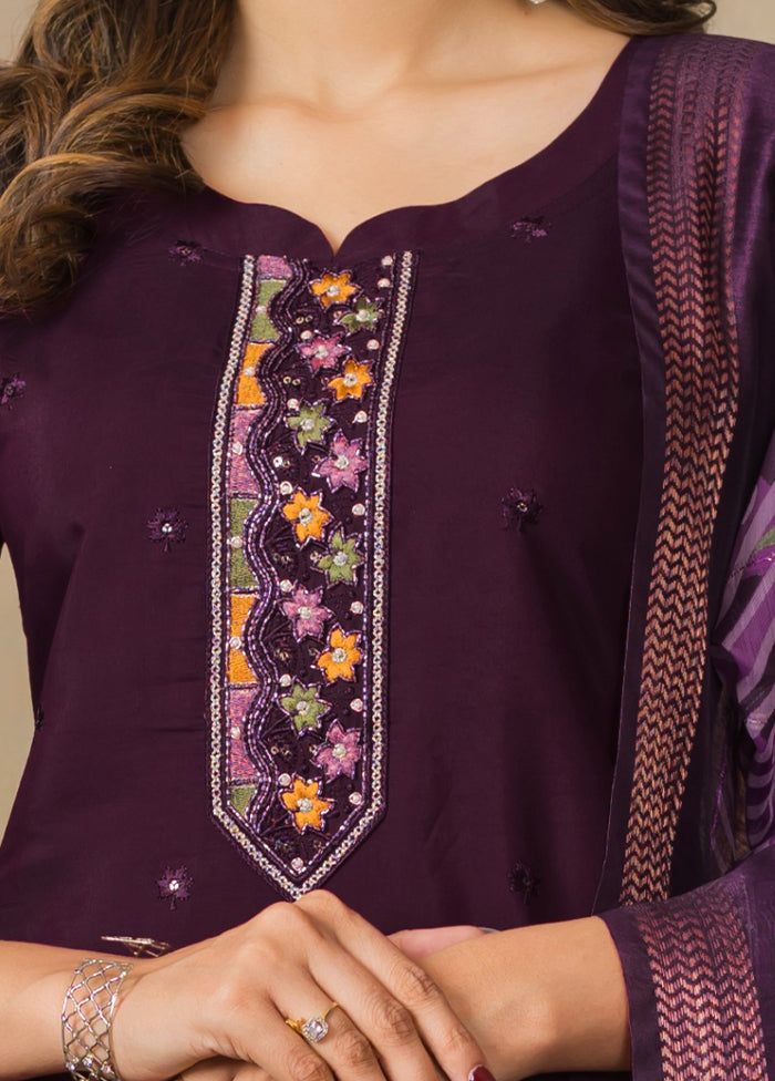 3 Pc Wine Silk Suit Set