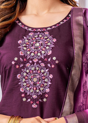 3 Pc Wine Silk Suit Set