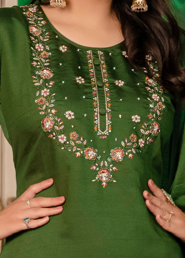 3 Pc Brown Silk Suit Set