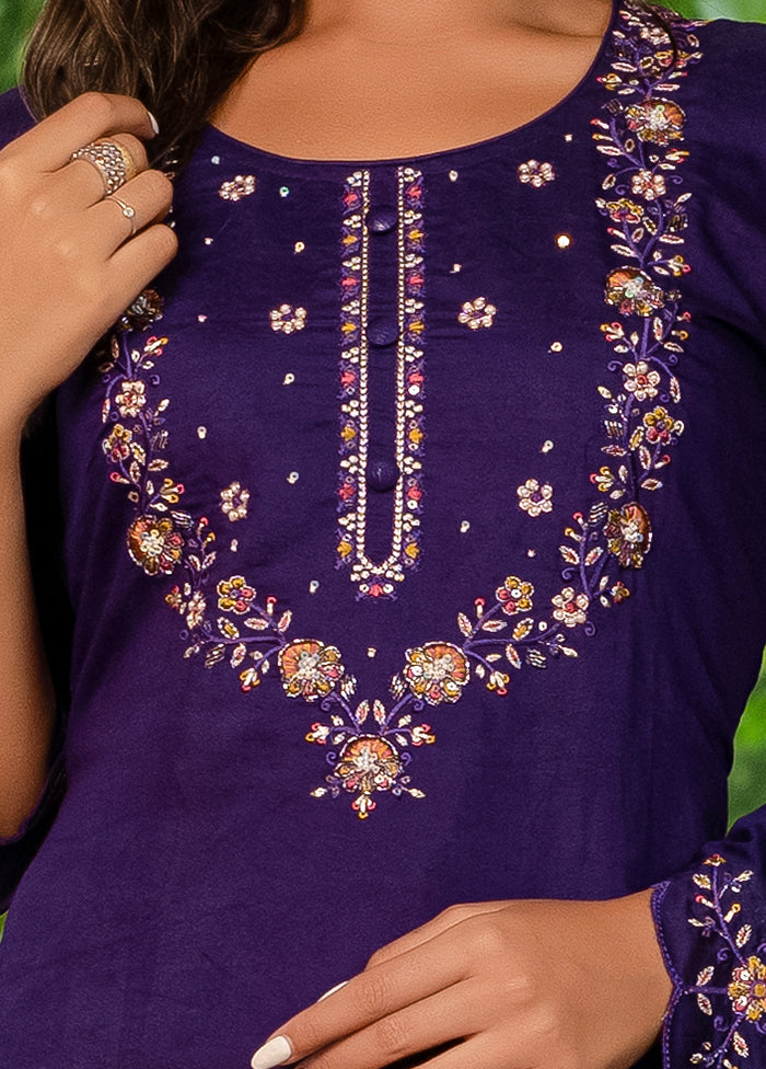 3 Pc Purple Silk Suit Set