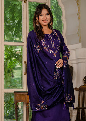 3 Pc Purple Silk Suit Set