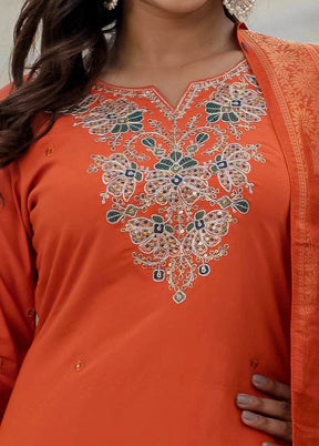 3 Pc Orange Silk Suit Set