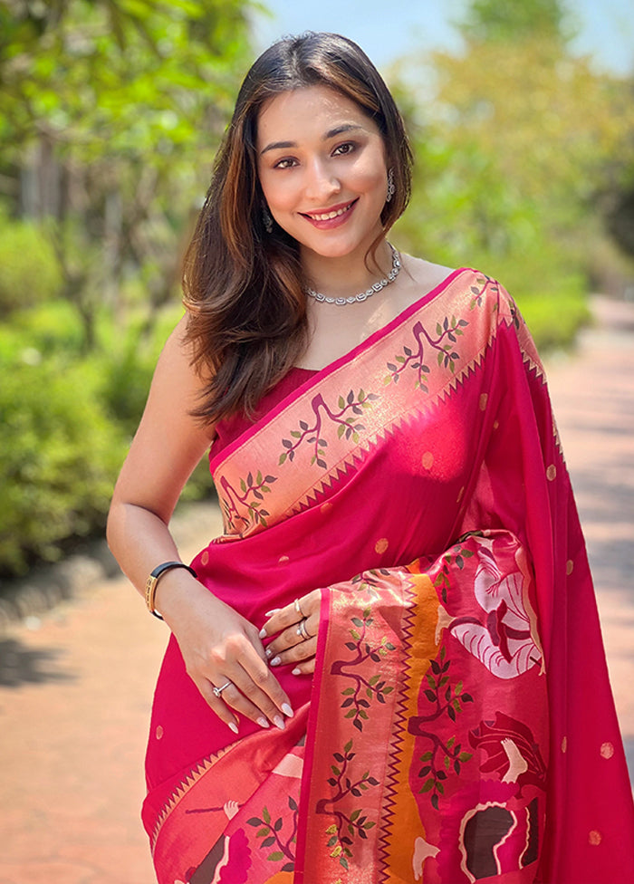 Multicolor Spun Silk Saree With Blouse Piece