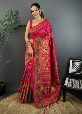Multicolor Spun Silk Saree With Blouse Piece