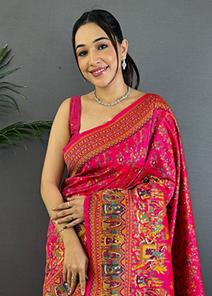 Multicolor Spun Silk Saree With Blouse Piece