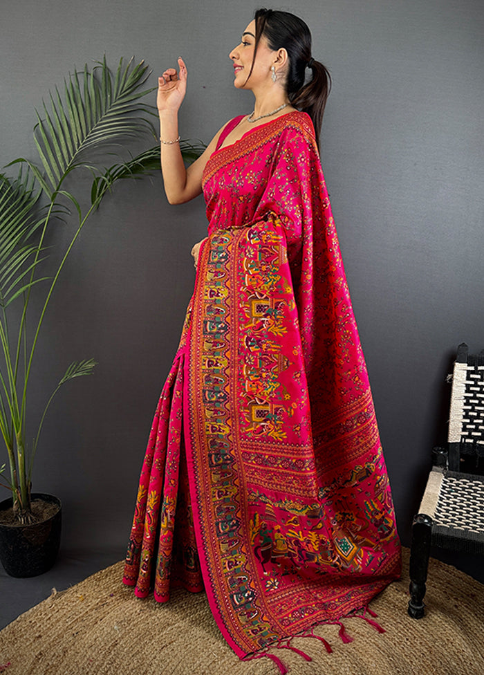 Multicolor Spun Silk Saree With Blouse Piece