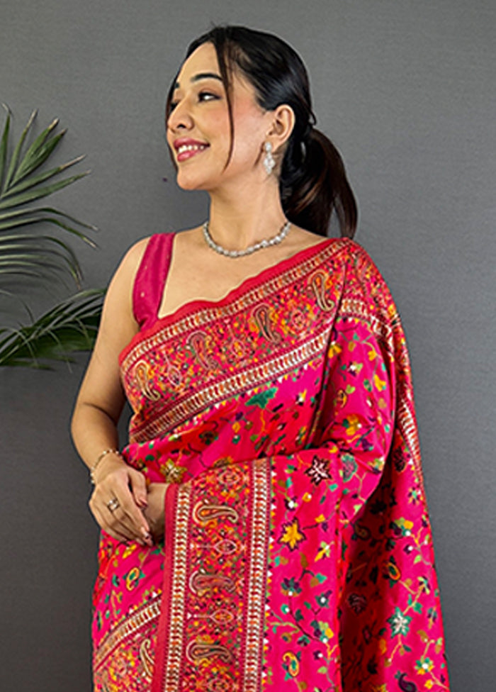 Multicolor Spun Silk Saree With Blouse Piece
