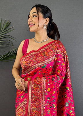 Multicolor Spun Silk Saree With Blouse Piece