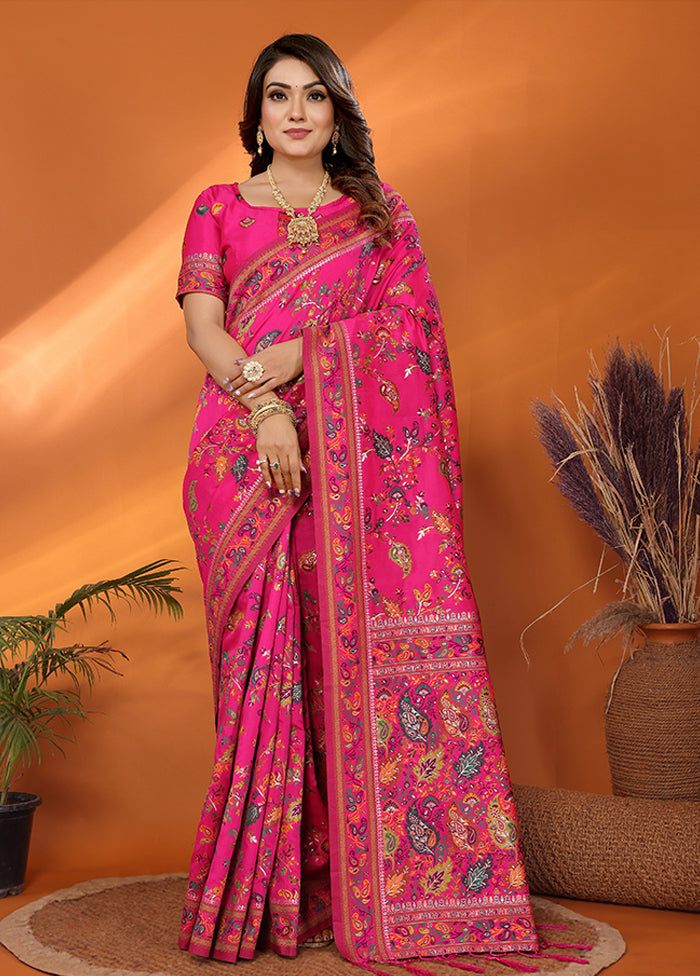 Pink Spun Silk Saree With Blouse Piece