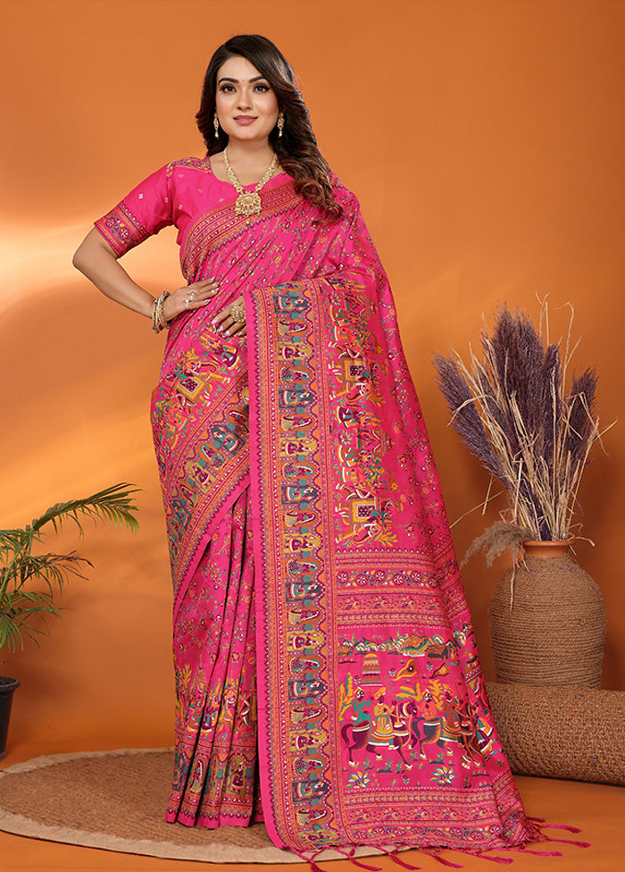 Multicolor Spun Silk Saree With Blouse Piece