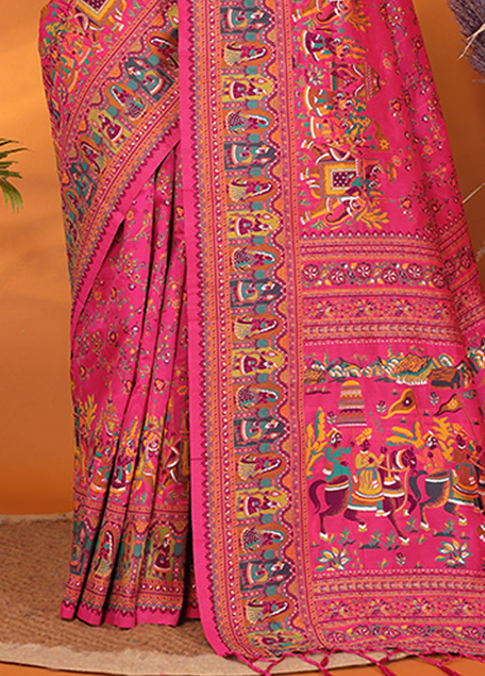Multicolor Spun Silk Saree With Blouse Piece