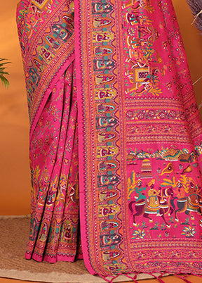 Multicolor Spun Silk Saree With Blouse Piece