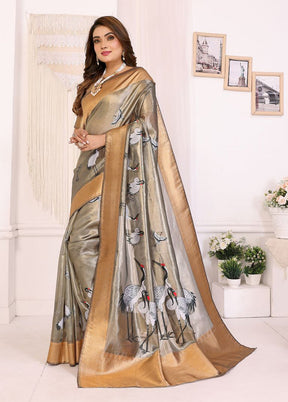 Silver Tissue Silk Saree With Blouse Piece