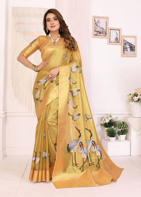 Golden Tissue Silk Saree With Blouse Piece