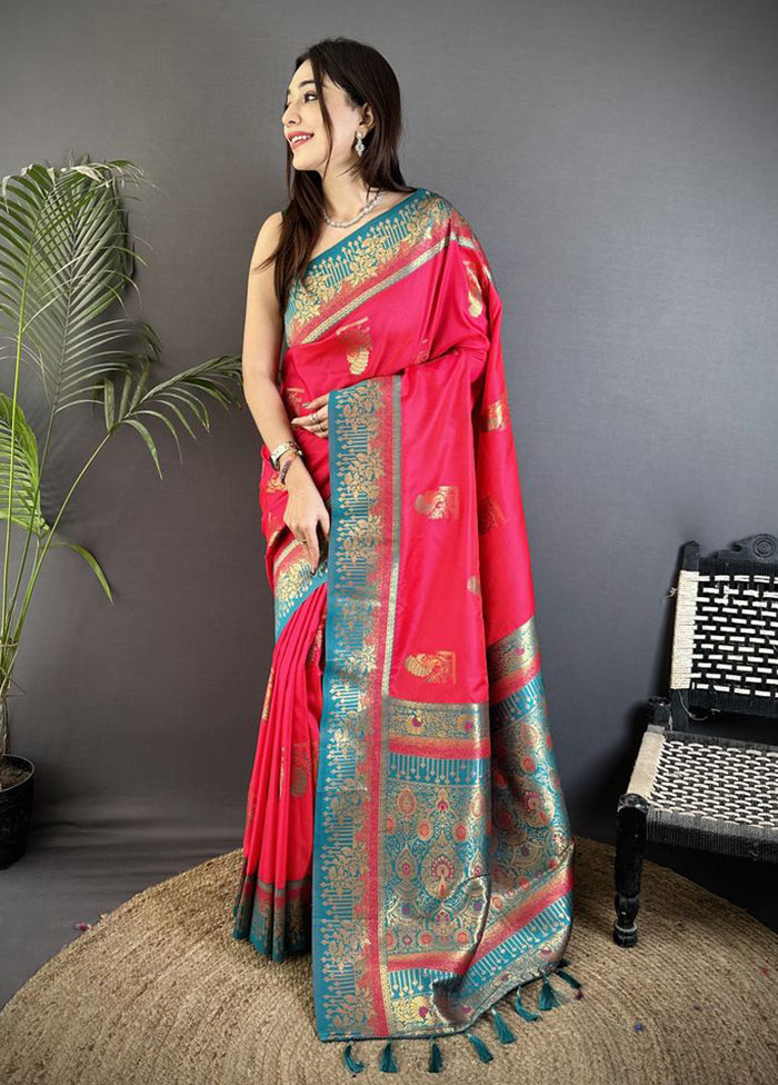 Pink Spun Silk Saree With Blouse Piece