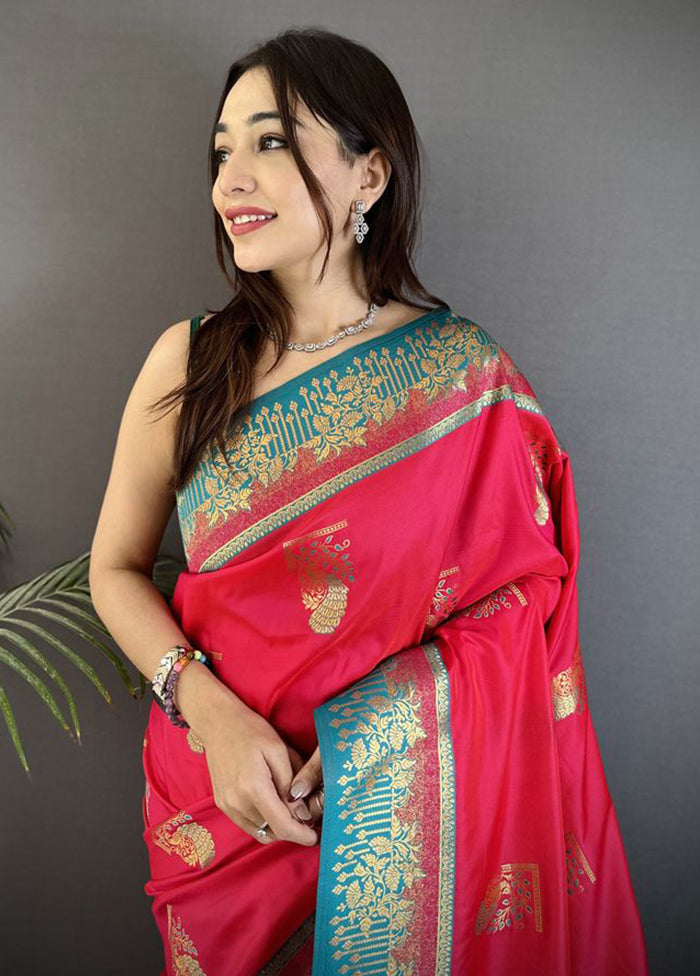 Pink Spun Silk Saree With Blouse Piece