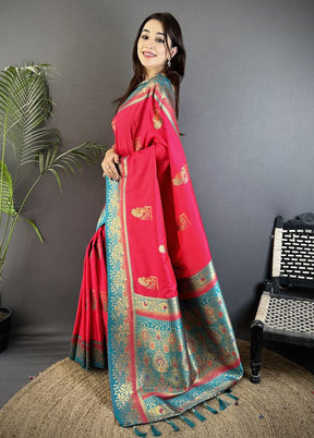 Pink Spun Silk Saree With Blouse Piece