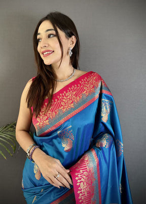 Multicolor Spun Silk Saree With Blouse Piece