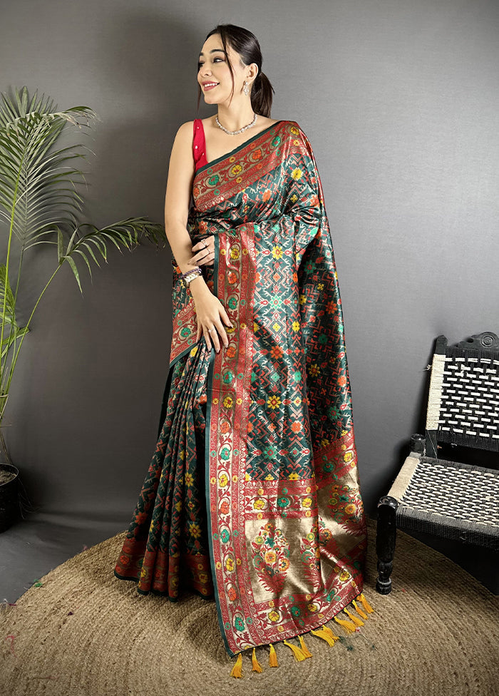 Black Spun Silk Saree With Blouse Piece