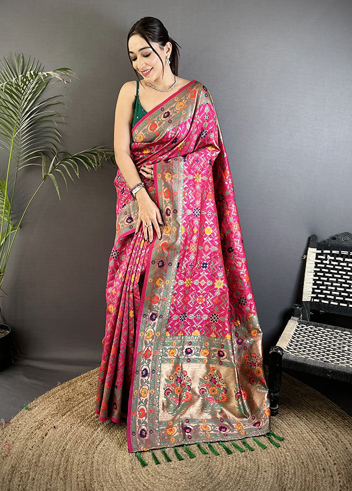 Pink Spun Silk Saree With Blouse Piece