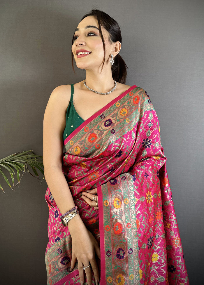 Pink Spun Silk Saree With Blouse Piece