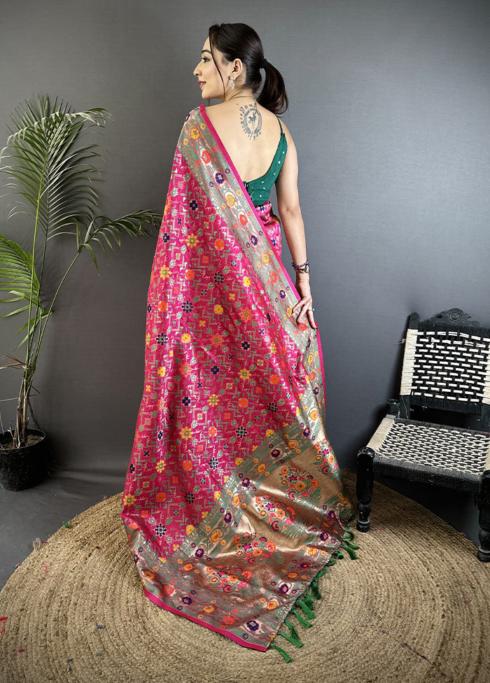Pink Spun Silk Saree With Blouse Piece