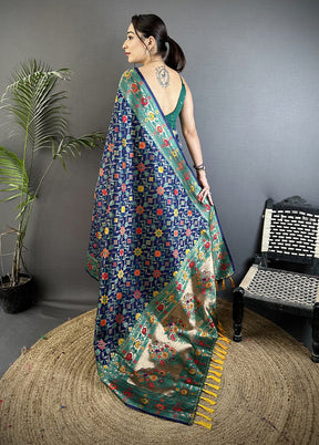 Blue Spun Silk Saree With Blouse Piece