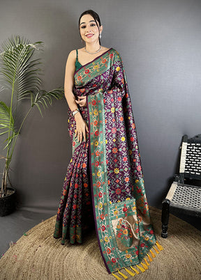 Wine Spun Silk Saree With Blouse Piece