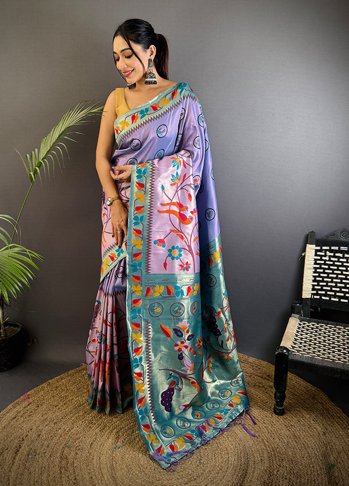 Purple Spun Silk Saree With Blouse Piece