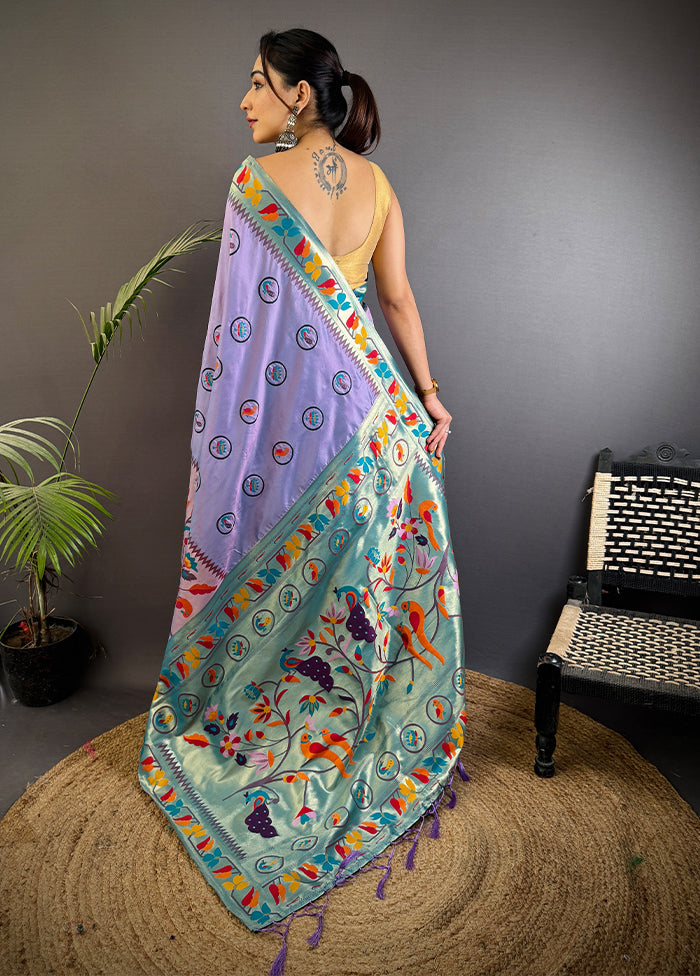 Purple Spun Silk Saree With Blouse Piece