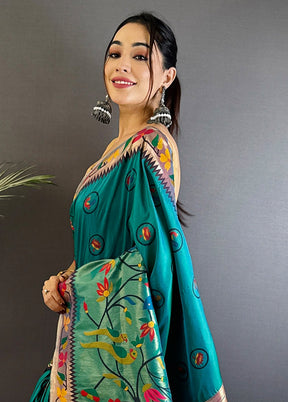 Multicolor Spun Silk Saree With Blouse Piece