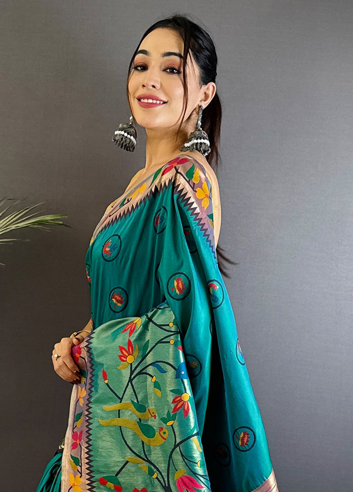 Multicolor Spun Silk Saree With Blouse Piece