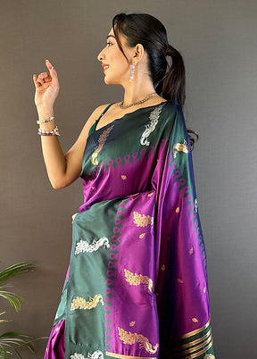 Purple Spun Silk Saree With Blouse Piece