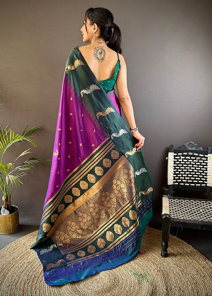 Purple Spun Silk Saree With Blouse Piece