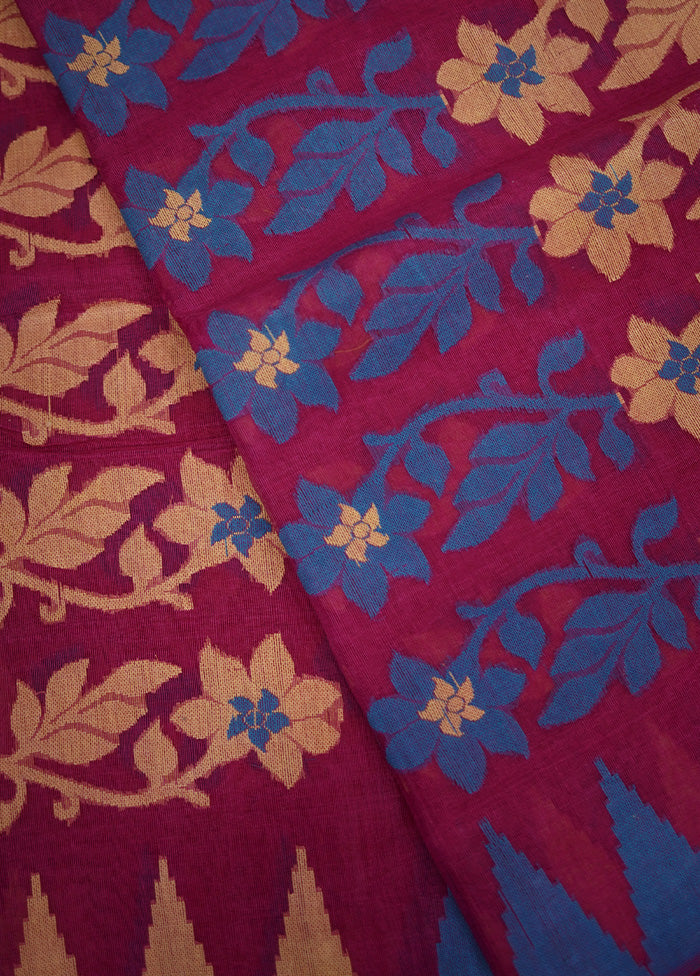 Pink Tant Jamdani Saree Without Blouse Piece