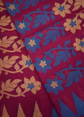 Pink Tant Jamdani Saree Without Blouse Piece