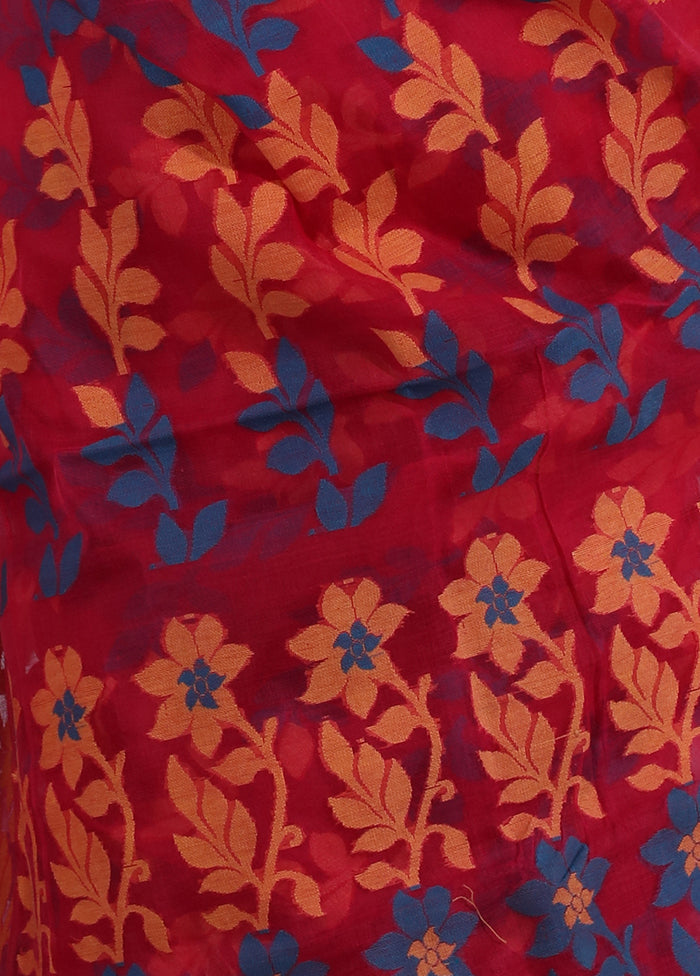 Pink Tant Jamdani Saree Without Blouse Piece