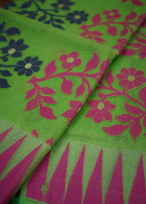 Green Tant Jamdani Saree Without Blouse Piece