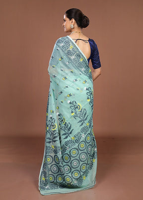 Green Jamdani Cotton Saree Without Blouse Piece