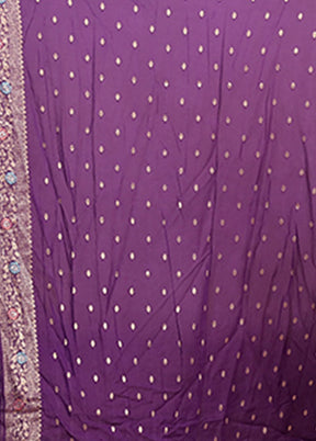 Purple Georgette Saree With Blouse Piece