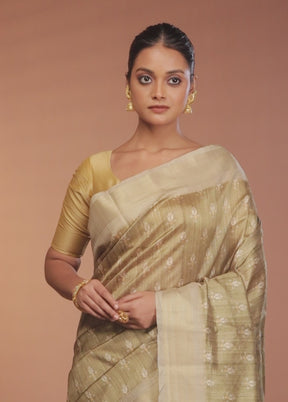 Green Dupion Silk Saree With Blouse Piece