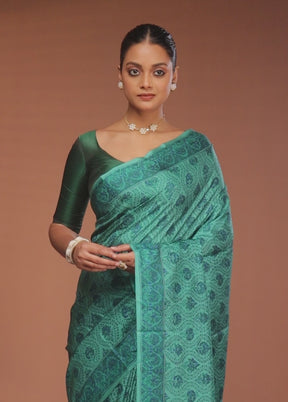 Green Printed Pure Silk Saree Without Blouse Piece