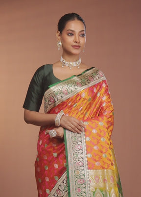 Yellow Handloom Tanchoi Pure Silk Saree With Blouse Piece
