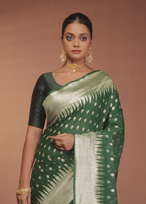 Green Georgette Saree With Blouse Piece