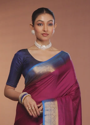 Purple Dupion Silk Saree With Blouse Piece