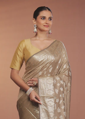 Cream Dupion Silk Saree With Blouse Piece