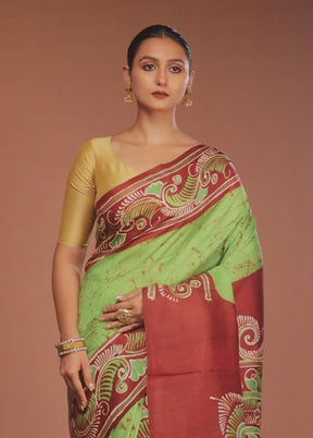 Multicolor Bishnupuri Pure Silk Saree Without Blouse Piece