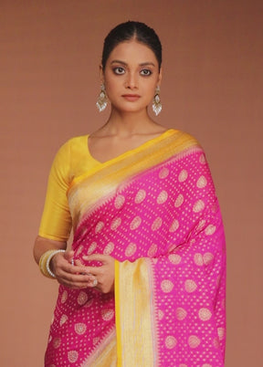 Pink Georgette Saree With Blouse Piece